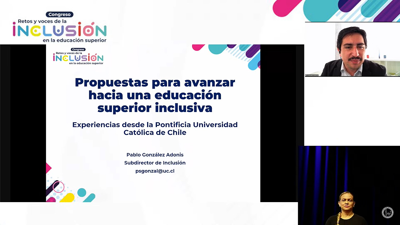 Captura de pantalla de la exposición de Pablo González en congreso  de inclusión en la Universidad CES (Colombia).