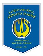 Logo del Liceo Cardenal Antonio Samoré, con el nombre del liceo, y "Enseñanza básica y Media Técnico Profesional" escrito en él. Este es uno de los liceos que acompaña el PACE UC.